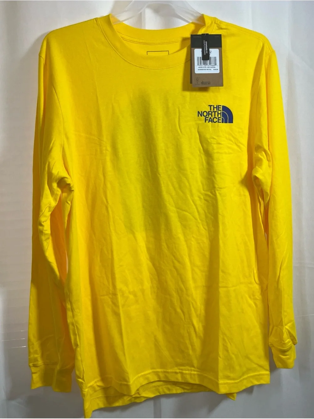 The North Face Long Sleeve Men's Crew Neck Tee Shirt Lightning Yellow XL NWT